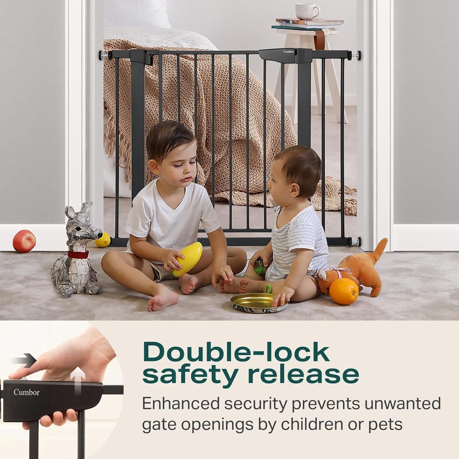 Mom'S Choice Awards Winner- 29.7"-51.5" Baby Gate Extra Wide, Safety Dog Gate for Stairs, Easy Walk Thru Auto Close Pet Gates for the House, Doorways, Child Gate Includes 4 Wall Cups,White