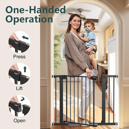 Mom'S Choice Awards Winner- 29.7"-51.5" Baby Gate Extra Wide, Safety Dog Gate for Stairs, Easy Walk Thru Auto Close Pet Gates for the House, Doorways, Child Gate Includes 4 Wall Cups,White